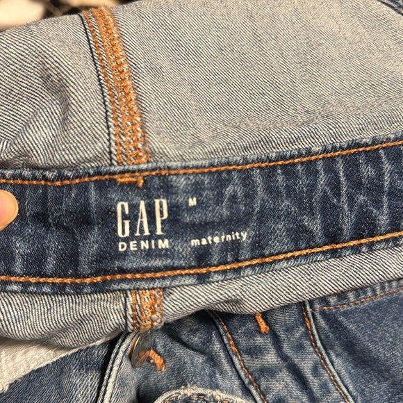Gap Maternity Ankle Cropped Stretch Denim Jean Bib Overalls Size M - Picture 3 of 7